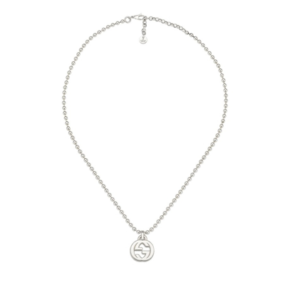 Gucci Interlocking G Sterling Silver Pendant Necklace Ybb479219001 In Silver-tone