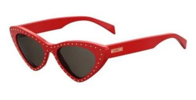 Shop Moschino Grey Blue Cat Eye Ladies Sunglasses Mos 006/s 0c9a/ir 52 In Red. / Blue / Grey