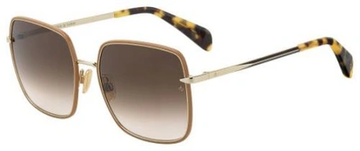 Shop Rag & Bone Brown Mirror Gradient Square Ladies Sunglasses Rnb 1032/s 001q/ha 58/18 In Brown,gold Tone
