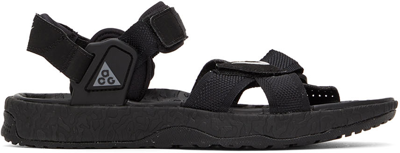 Shop Nike Black Acg Air Deschutz Sandals In Black/grey Fog-black