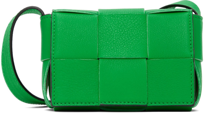 Shop Bottega Veneta Green Cassette Shoulder Bag In 3819 Parakeet Blk/pa