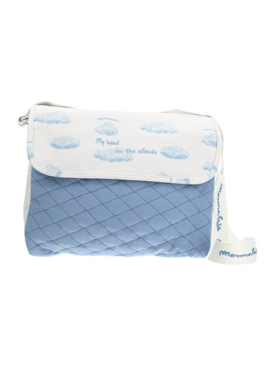 Shop Monnalisa Cloud Print Nursery Bag In Cream White + Sky Blue