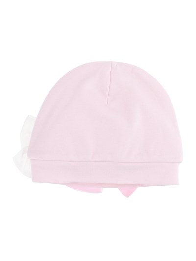 Shop Monnalisa Cotton Bonnet With Bows In Dusty Pink Rose