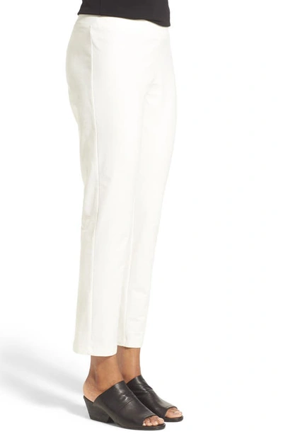Shop Eileen Fisher Stretch Crepe Slim Ankle Pants In Bone
