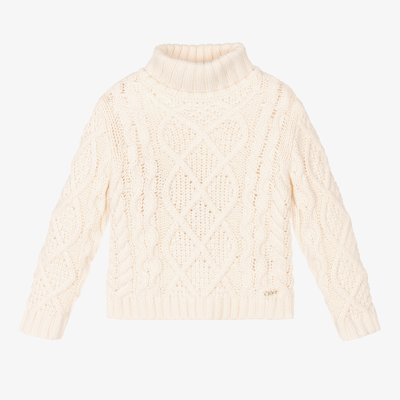 Shop Chloé Girls Ivory Cotton Knit Sweater