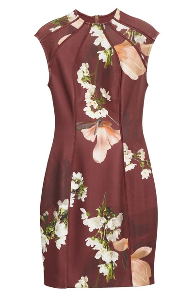 Ted Baker Zassha Floral-print Woven Mini Dress In Brown | ModeSens