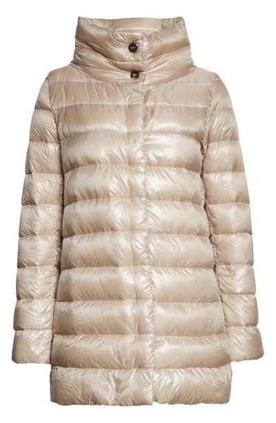 Shop Herno Amelia High/low Down Jacket In 1985/ Chantilly