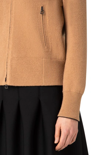 Shop Akris Reversible Cashmere Zip Cardigan In Craft Black