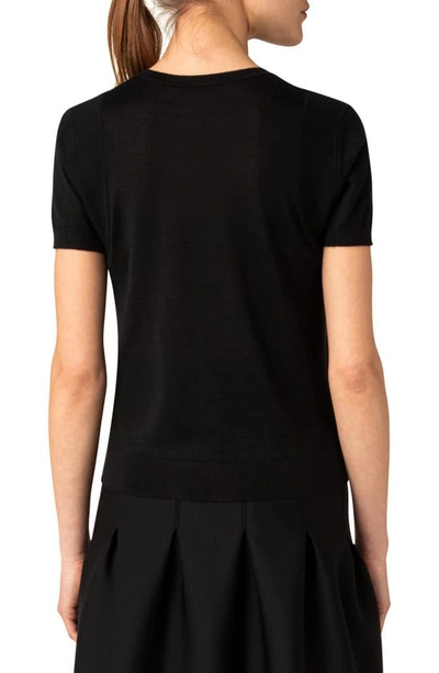 Shop Akris Short Sleeve Cashmere & Silk Sweater In Black