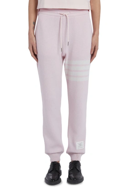 Thom Browne Cashmere Wool Waffle 4-bar Sweatpants In Pink | ModeSens