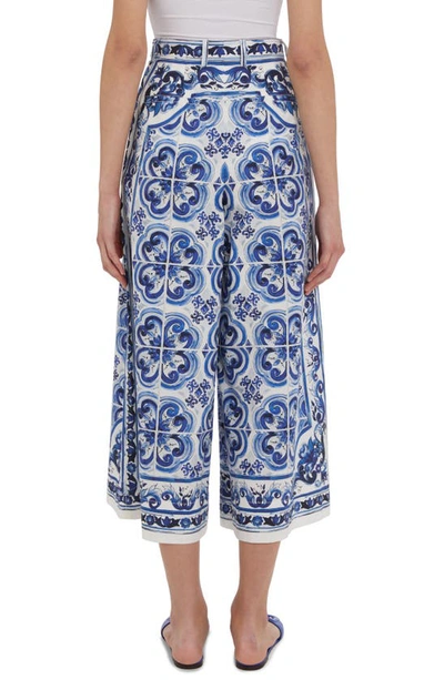 Shop Dolce & Gabbana Majolica Print Double Pleat Cotton Culottes In Ha3tn Tris Maioliche F.bco