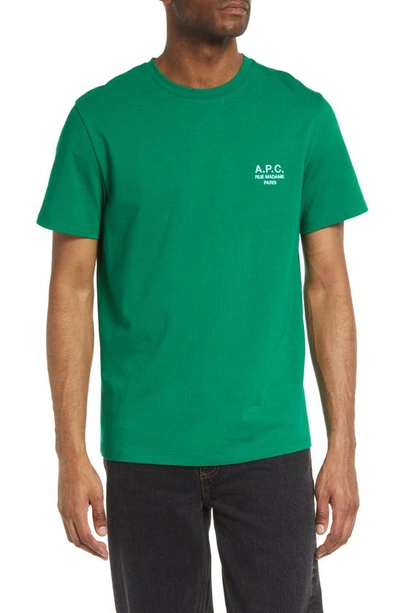 Shop Apc Raymond Cotton Crewneck T-shirt In Vert