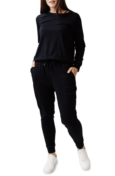 Shop Cozy Earth Ultrasoft Long Sleeve Pajama Top In Black