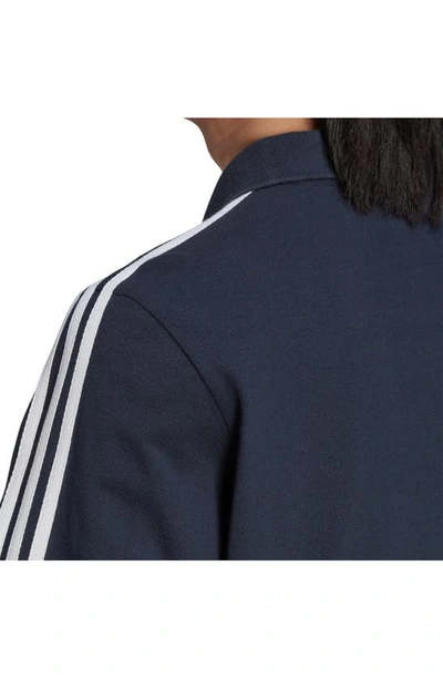 Shop Adidas X Noah Long Sleeve Cotton Piqué Polo In Navy