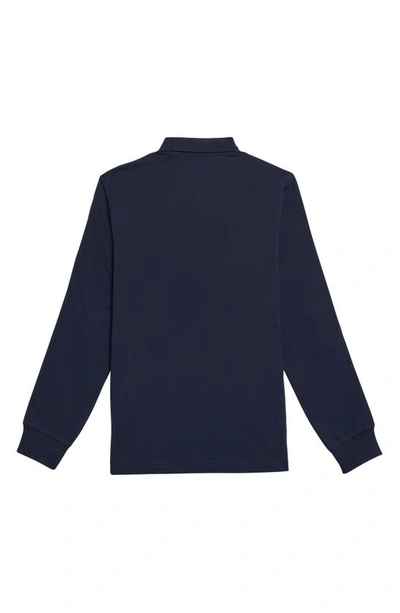 Shop Adidas X Noah Long Sleeve Cotton Piqué Polo In Navy