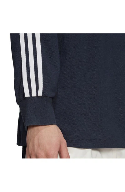 Shop Adidas X Noah Long Sleeve Cotton Piqué Polo In Navy