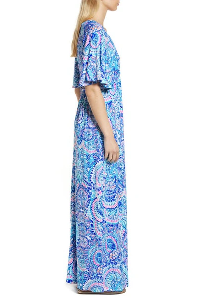 Shop Lilly Pulitzer Minka Floral Maxi Dress In Blu Grotto Comtion In The Ocn