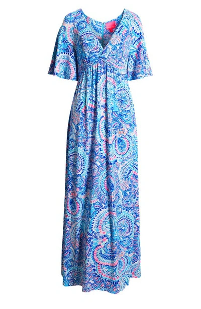 Shop Lilly Pulitzer Minka Floral Maxi Dress In Blu Grotto Comtion In The Ocn