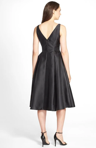 Adrianna Papell Sleeveless Mikado Fit & Flare Midi Dress In Black Adrianna Papell Sleeveless Mikado Fit & Flare Midi Dress In Black