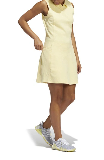 Shop Adidas Golf Go To Sleeveless Cotton Blend Golf Dress In Almost Yellow