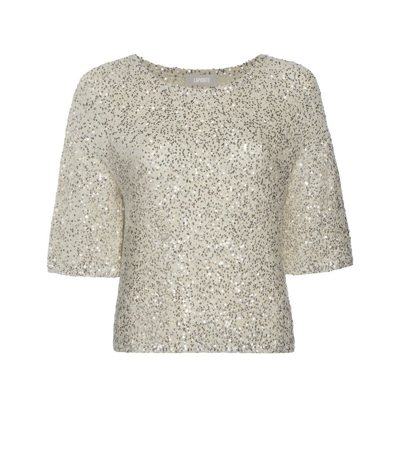 Shop Lapointe Cashmere Sequin Tee In Cream