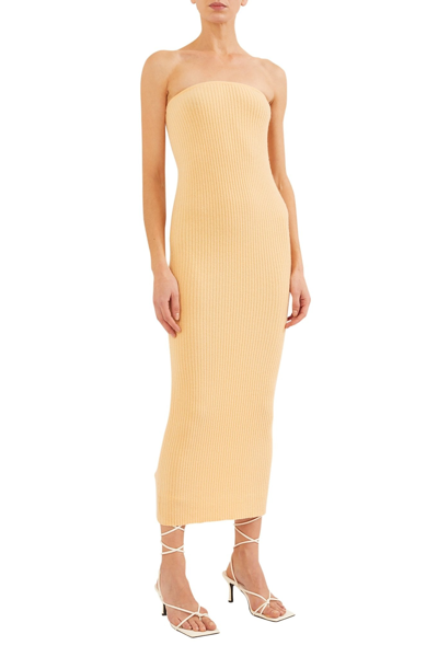 Shop Lapointe Cashmere Strapless Dress In Blonde