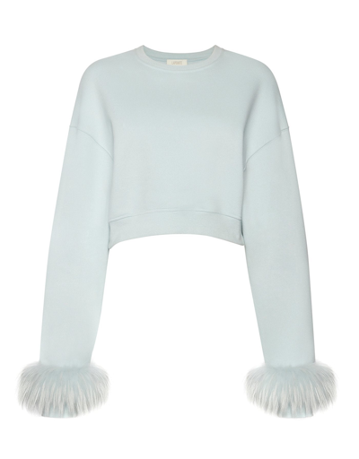 Shop Lapointe Cotton Fox Fur Sweatshirt In Cloud