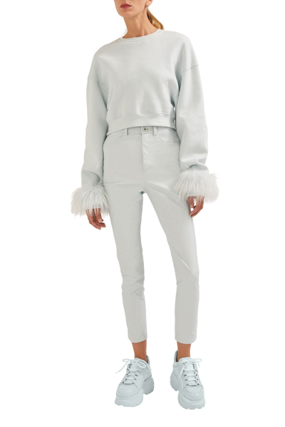 Shop Lapointe Cotton Fox Fur Sweatshirt In Cloud