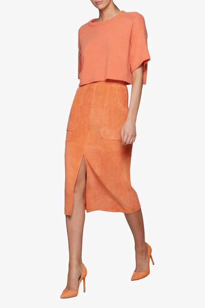 Shop Lapointe Cropped Cashmere T-shirt In Papaya