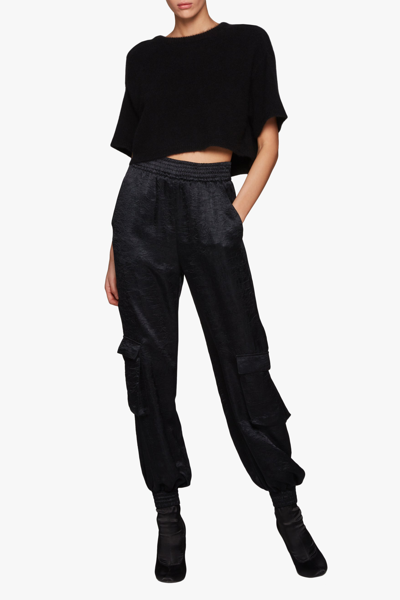 Shop Lapointe Cropped Cashmere T-shirt In Black