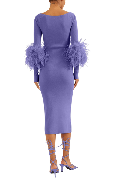 Shop Lapointe Crossover Dress With Feathers In Lilac