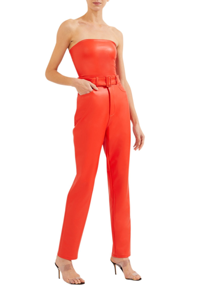 Shop Lapointe Faux Leather High Waisted Belted Jean In Poppy