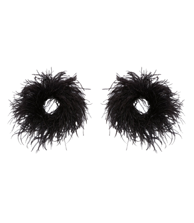 Shop Lapointe Feather Cuffs In Black