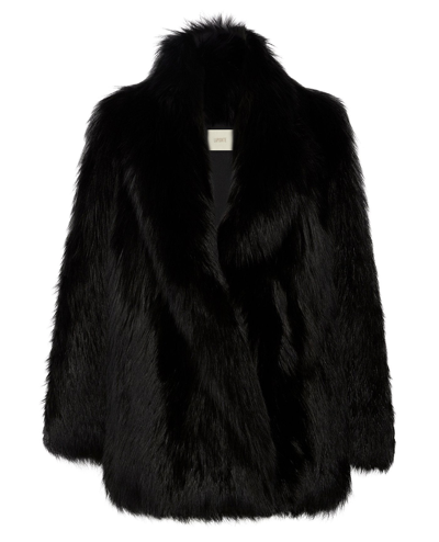 Shop Lapointe Fox Shawl Collar Coat In Black