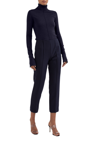 Shop Lapointe Matte Crepe Pintuck Pant In Navy