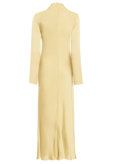Shop Lapointe Satin Bias Dress With Slit In Pale Yellow