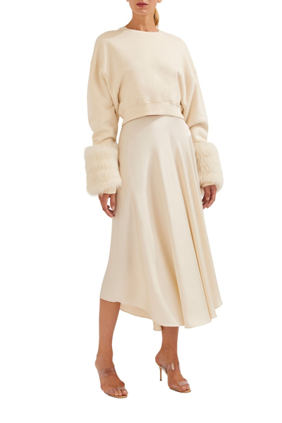 Lapointe Satin Handkerchief Skirt In Cream