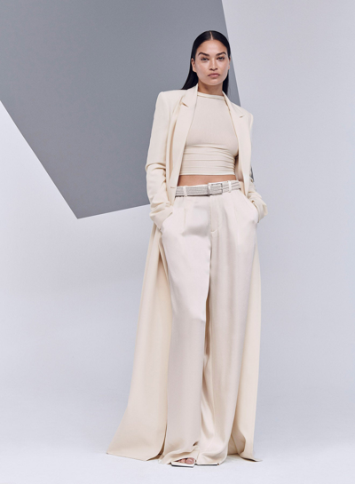 Lapointe Satin Relaxed Pleated Pant In Cream