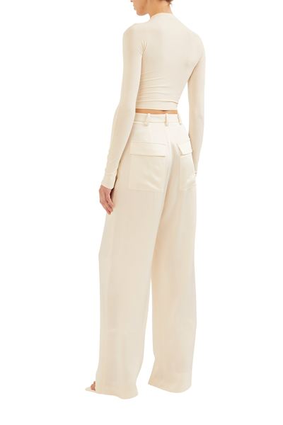 Lapointe Satin Relaxed Pleated Pant In Cream