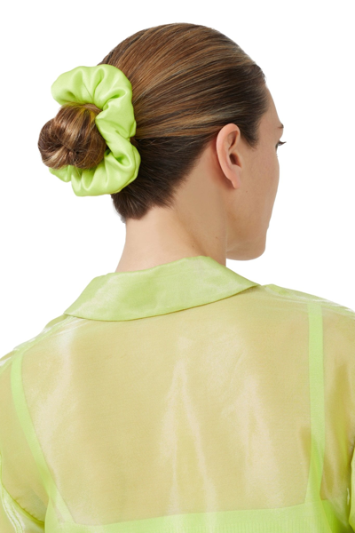 Shop Lapointe Satin Scrunchie In Lime