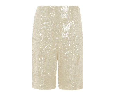 Shop Lapointe Sequin High Waisted Short In Cream