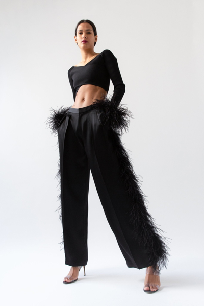 Lapointe Shiny Viscose Cropped Top In Black