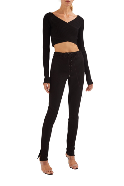 Shop Lapointe Shiny Viscose Cropped Top In Black