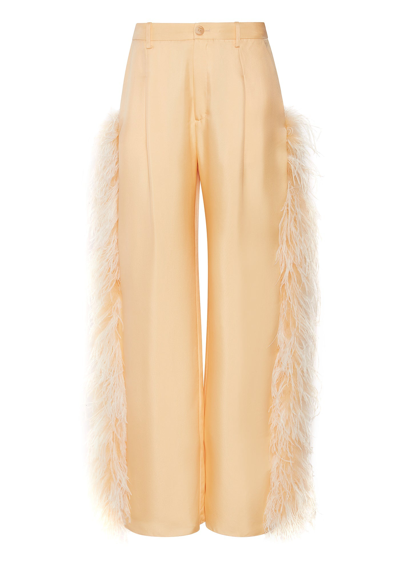 Shop Lapointe Silky Twill Relaxed Feather Pant In Blonde