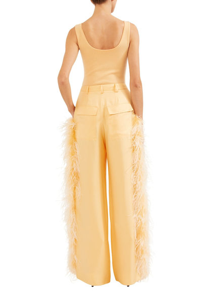 Shop Lapointe Silky Twill Relaxed Feather Pant In Blonde