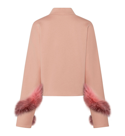 Shop Lapointe Sweatshirt With Fur In Blush