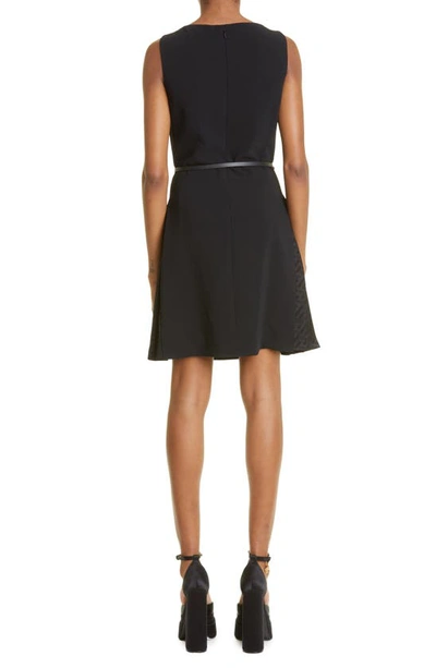 Shop Versace Sleeveless Belted Cady A-line Minidress In Black