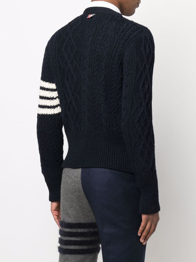 Shop Thom Browne Cardigan With 4-stripe Detail In Blue