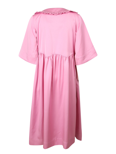 Shop Ganni Satin Oversize Dress In Pink