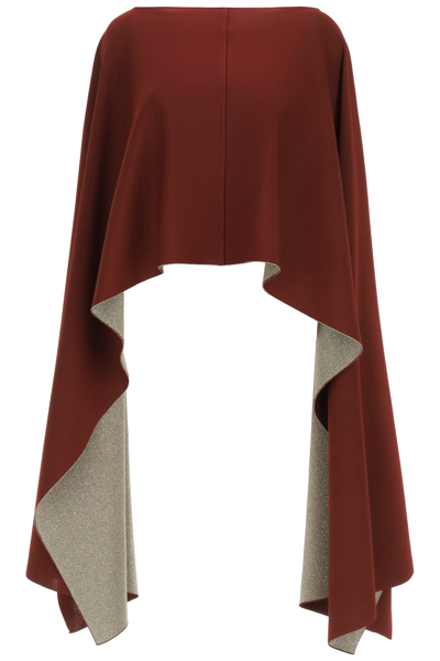 Shop Valentino Asymmetric Poncho With Lurex In Mixed Colours